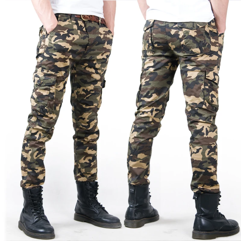 Fashion Camo Casual Military male trouser 2016 Thin Camouflage Men's Slim Spring Summer Combat Tactical Army Skinny Pencil Pant