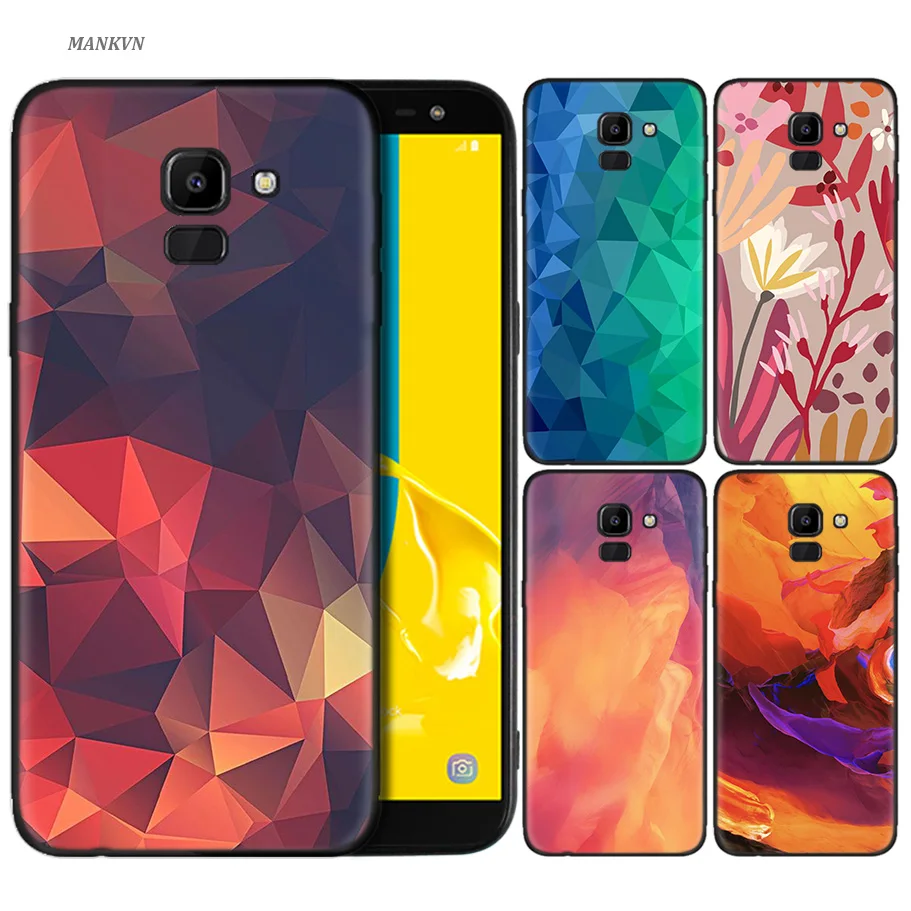 

Abstract Geometr Black Silicone Case for Samsung Galaxy J4 J6 A6 A8 Plus A7 A9 J8 2018 A5 2017 Soft Cover Shell Patterned Paint