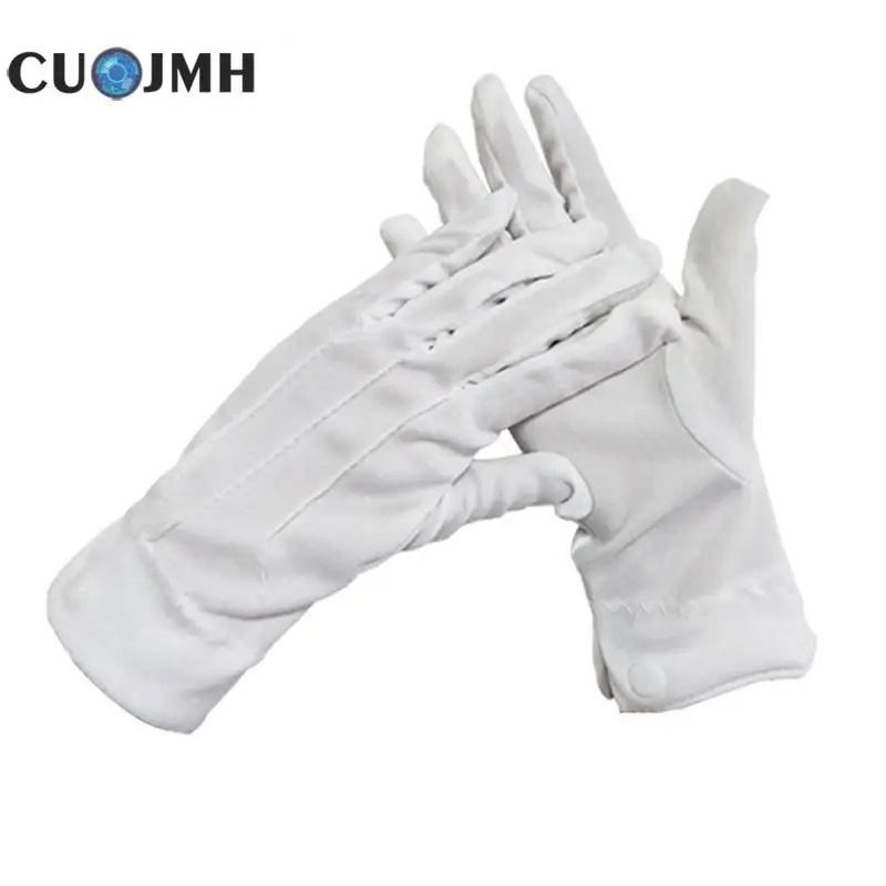 

1 Double White Formal Gloves Security Driving Work Mitten Garden Gloves Comfortable Wear Resistant Garden Cotton Formal Gloves