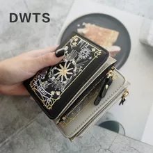 

2018 New Wallet Female Short Purse Two Fold Ladies Wallet European Style Embroidery Fashion Student Carteira Feminina