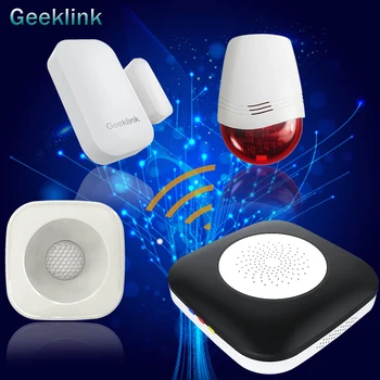 

Geeklink Smart Home Automation Remote Control Security Suits Alarm Door Sensor Body Detector Compatible with Alexa Google Home