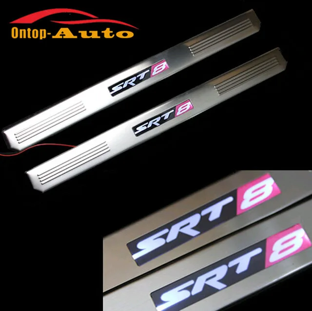 SRT8 style Illuminated LED Door Sill Scuff Plate Guard Protector For