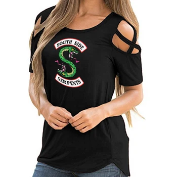 

Riverdale print T Shirt Womens Short Sleeve Off Shoulder T-shirt Summer New Poleras De Mujer Tops Tee Shirt SouthSide Serpent