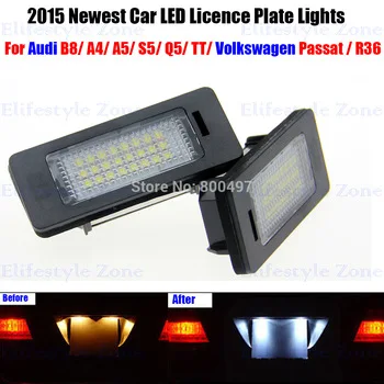 2 x LED Number License Plate Lamps OBC Error Free 24 LED For Audi A4 A5 S4 S5 Q5 TT Volkswagen Passat R36