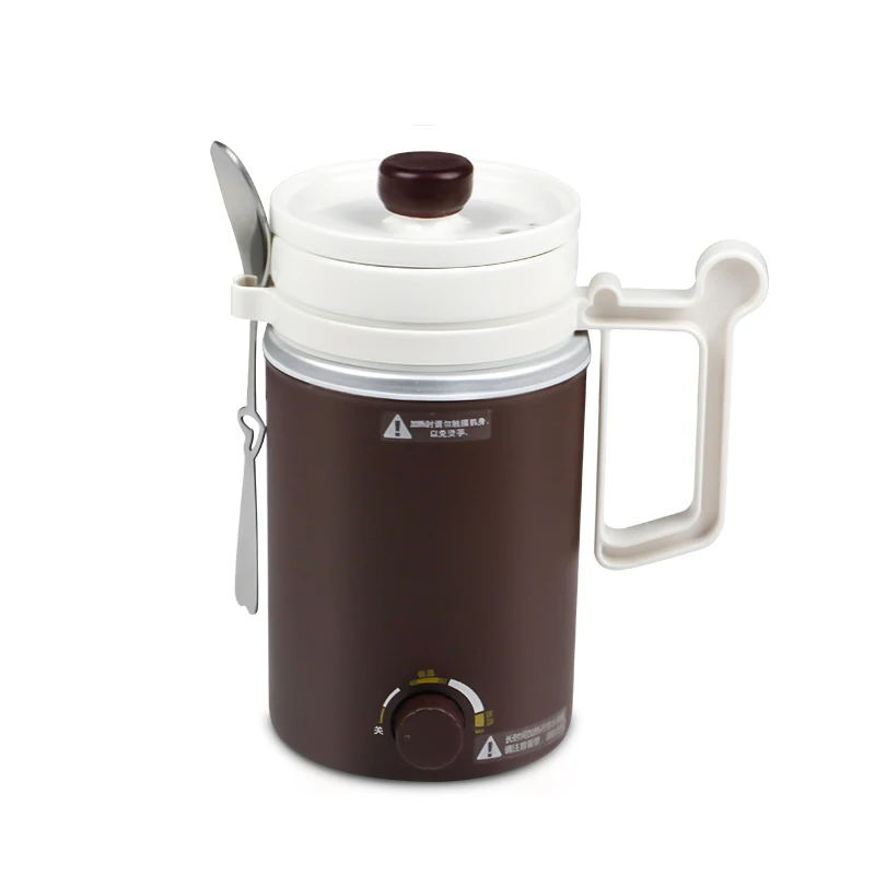 

DMWD 400ML Mini Electric Cooker 220V Ceramic Tea Pot Heating Cup Stew Soup Pot Heat Preservation With Stainless Steel Spoon