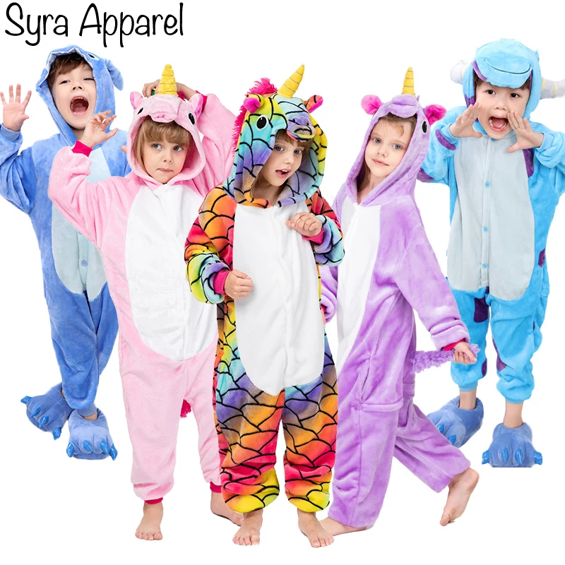 

Flannel Pajama Kids Stitch licorne Pijama Set Animal Sleepwear Kigurumi Winter Onesies Children Boys Girls Unicorn Panda Pajamas