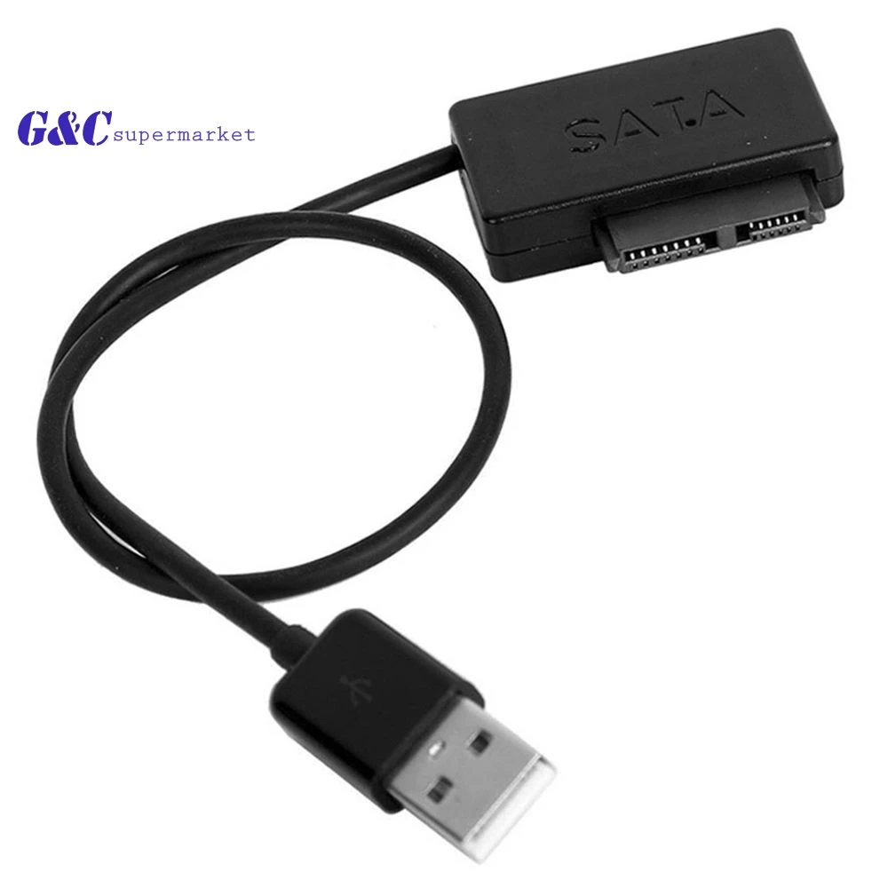 SATA Slimline to USB 2.0 Adapter Cable for Laptop CD DVD Rom Drive 7+6