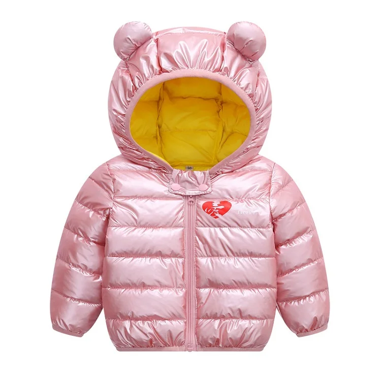 ZJHT/новые детские зимние куртки серебристого цвета для мальчиков и девочек; хлопковые детские парки с ушками медведя; Верхняя одежда; пальто для малышей; детский зимний костюм; LM016