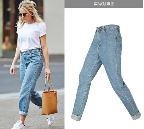 

Plus Size Straight Jeans Boyfriend Womens Casual Loose Brand Denim Pants female pantalones vaqueros mujer 24-30