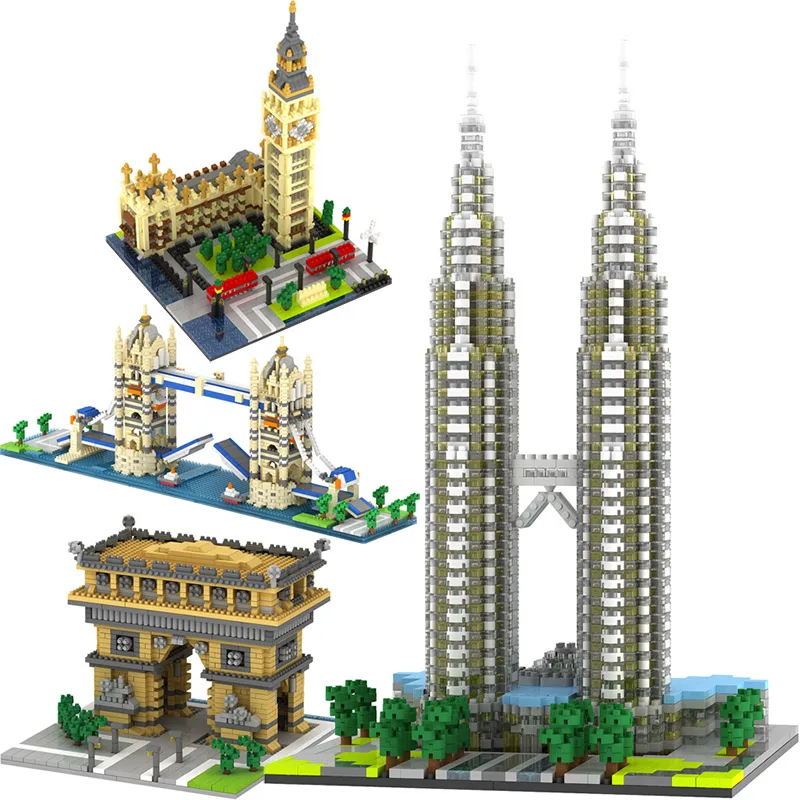 

Technic Compatible City Architecture London Paris Town Bridge Building Blocks Children Assemble Bricks Toys