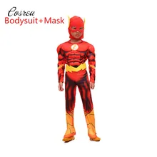 Лига Справедливости вспышки цельные детские Боди с длинным рукавом Костюмы для косплея мышцы Супер Герои комиксов маска костюма шлем