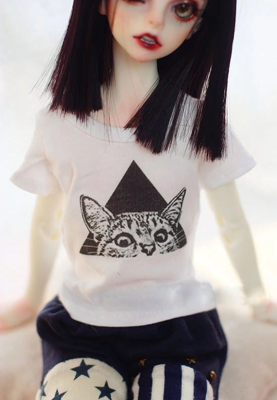 New leisure printing white With short sleeves T-shirt 1//3 1//4 MSD BJD Clothes