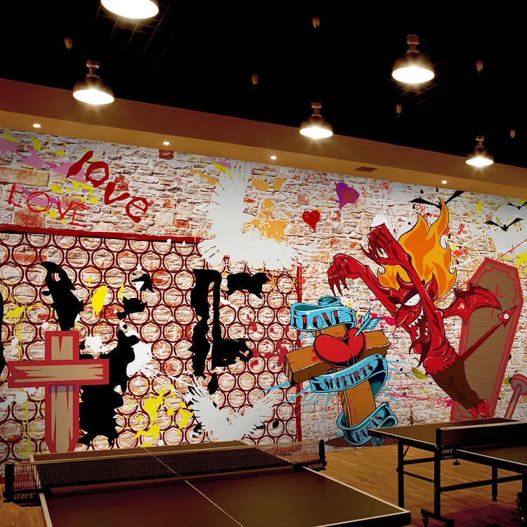 3D фото обои на заказ индивидуальная уличная рок граффити обои кафе бар КТВ музыкальная комната Обои фреска
