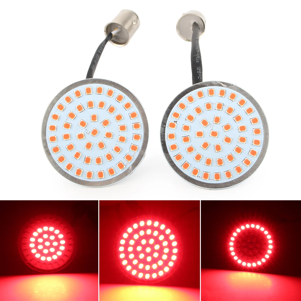 

2'' Bullet-style 1157 Red LED Turn Signal Light Inserts Lamp Bulb For Harley Softail Dyna Motorcycle Accessories