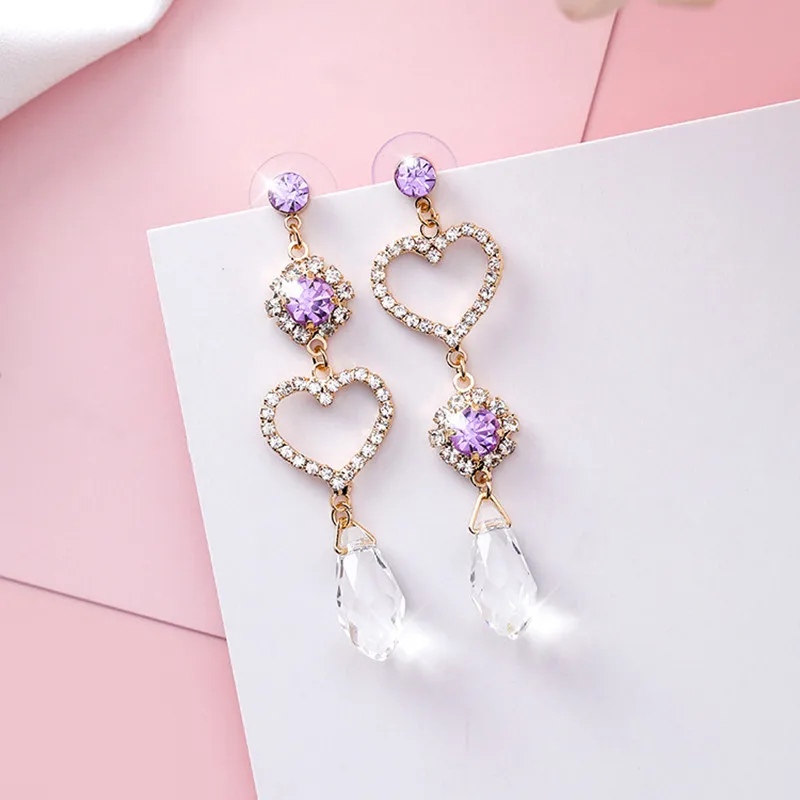 

Dominated New Fashionable Hollow Crystal Earrings Simple Personality Asymmetric Water Flower Women Drop earrings Jewelry