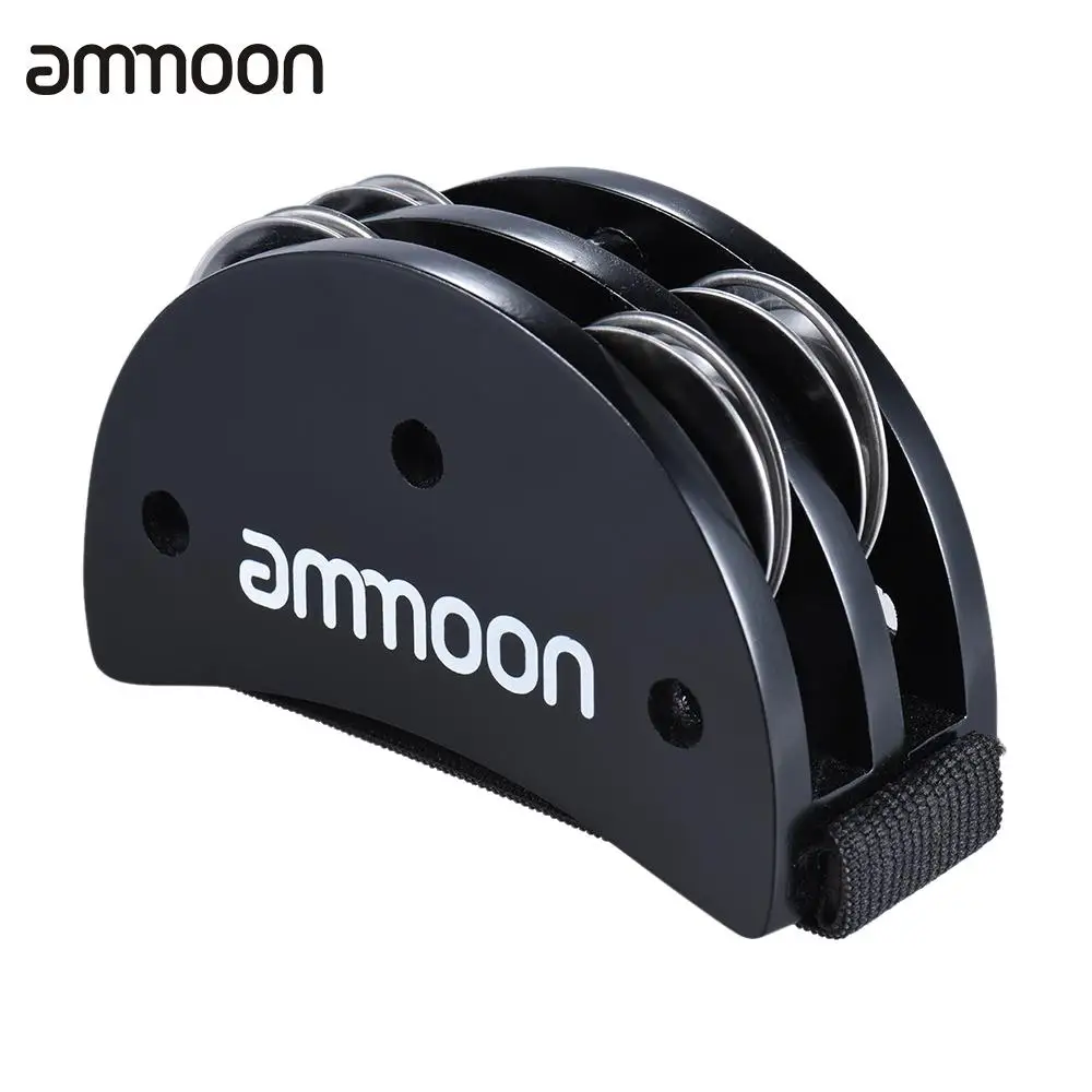 Ammoon Foot Jingle Тамбурин эллиптический кахон, барабан-компаньон аксессуар для ручных ударных инструментов черный