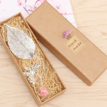 

1pcs <shallow> metal hollow leaf bookmark gift box Chinese style classical creative antique gift birthday gift