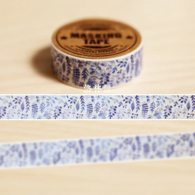 

1.5 cm Wide Blue Plant Paper Washi Tape Adhesive Tape DIY Scrapbooking Sticker Label Masking Tape