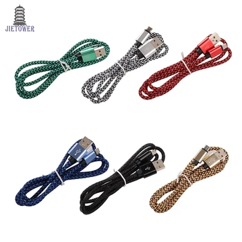 

Metal double colorful nylon woven twist wire usb data sync charger cable cord for samsung android phones/8pin for iphone 100pcs