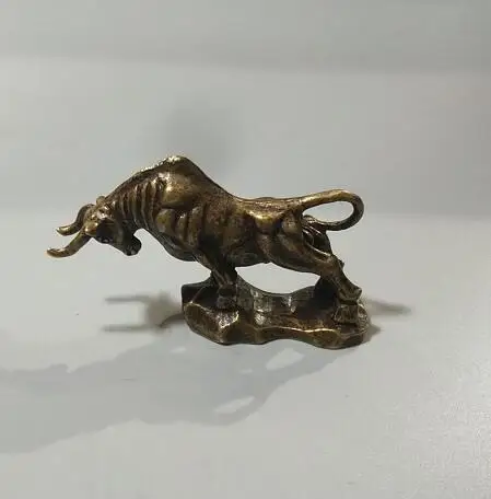 

China collection archaize brass bullfight small statue # 7