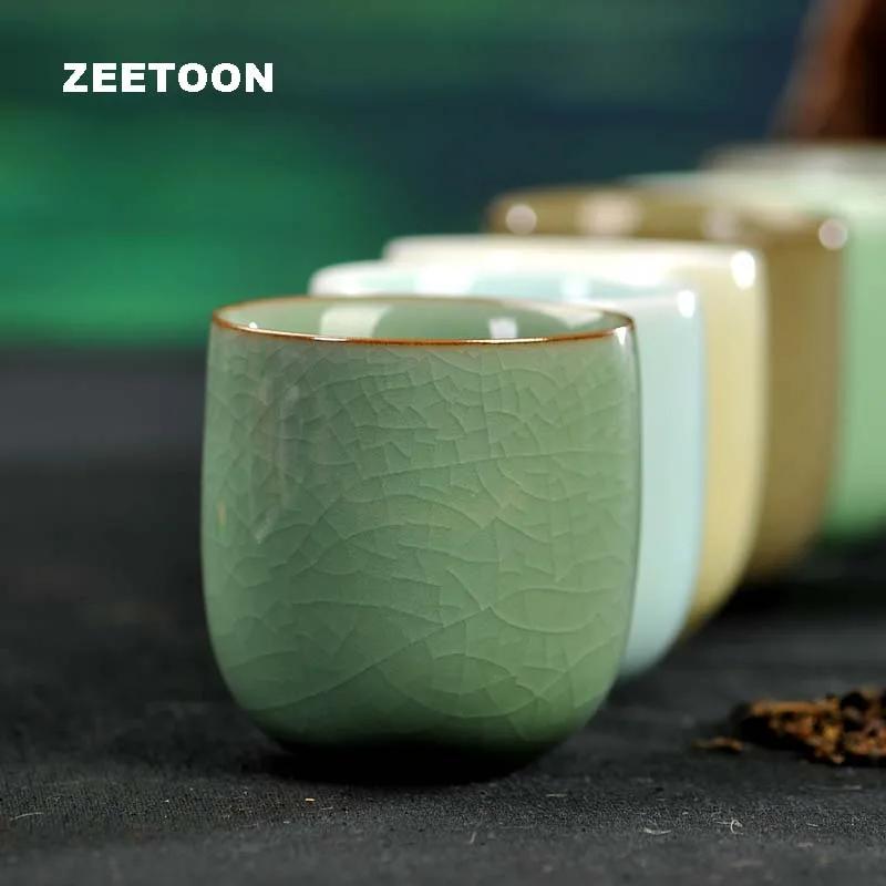 

Japanese Style Longquan Celadon Teacup Kung Fu Tea Set Boutique Master Cup Handmade Porcelain Tea Bowl Ceramic Creative Sake Cup