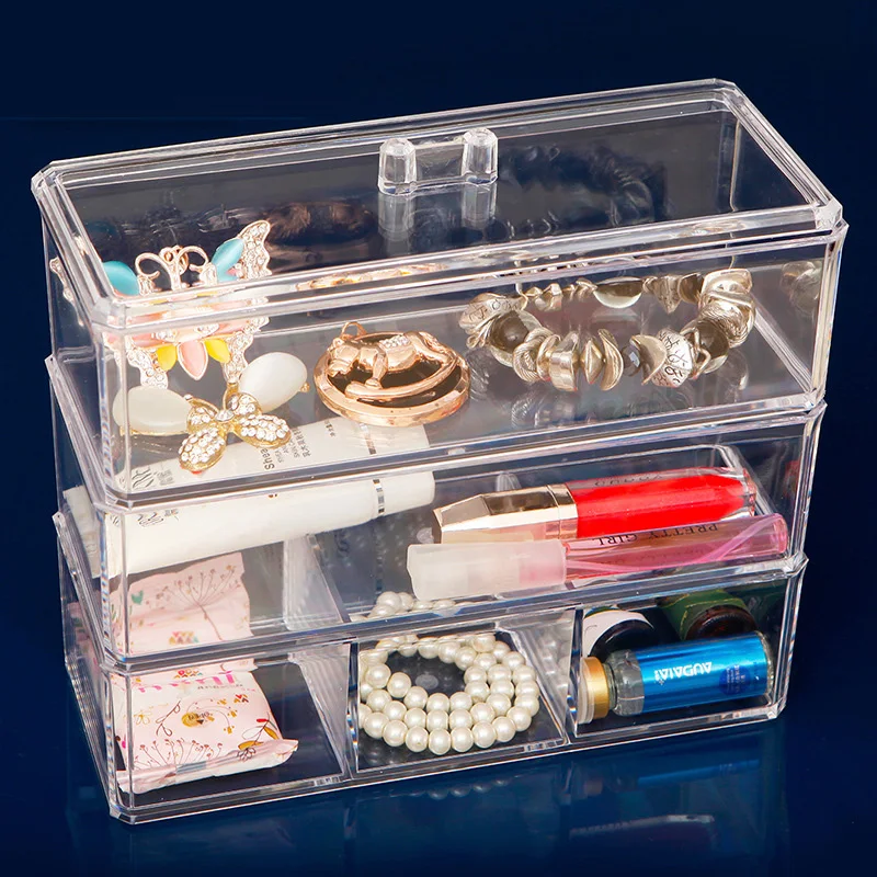 

Clear Acrylic Makeup Storage Case Nail Polish Rack Lipstick Cosmetic Storage box Holder Makeup Brush Jewelry Makeup Organizer