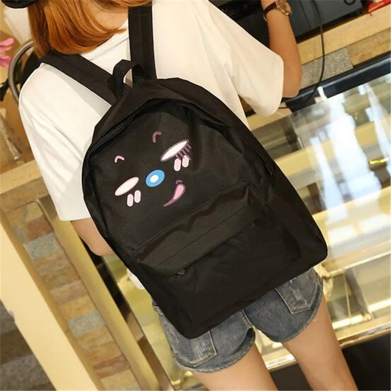 Supreme Multicolor Women Canvas Backpack Stylish face and eyes Space