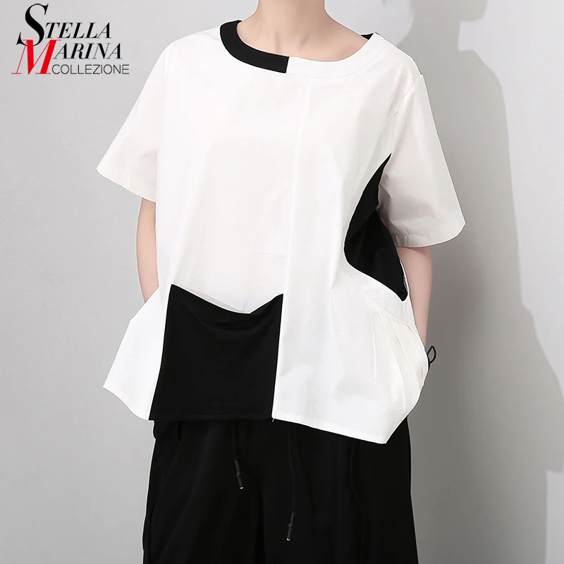 Женская футболка составного кроя черная или зеленая большого размера модель 5177 в