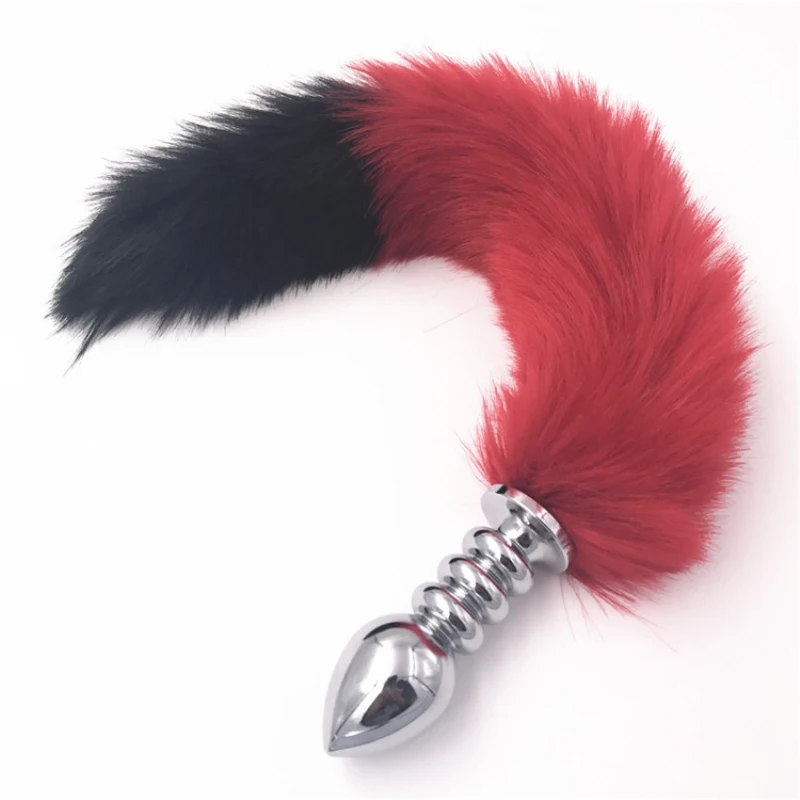 Anal Plug 3 Size Stainless Steel Fox Tail Butt Red Plush Tails Stopper Masturbator Sex Toys for Couples H8-93E | Красота и здоровье