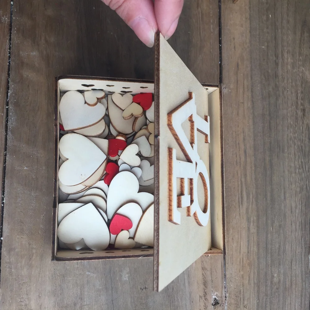 Heart shape Wedding guest book Decoration Rustic Sweet Heart Drop box Wedding drop box 3D Guest book wooden