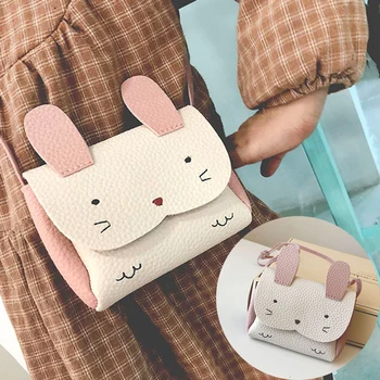 

Mini Cute Rabbit Coin Purse Kids PU Leather Hasp Wallet Key Coin Bag Cartoon Fox Messenger Bags For Little Girl Gifts