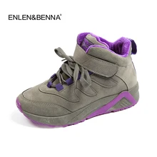 Дамская обувь зимние женские Обувь с высоким берцем теплая большие размеры Обувь Женские Теплые Зимние ботильоны на платформе модная обувь