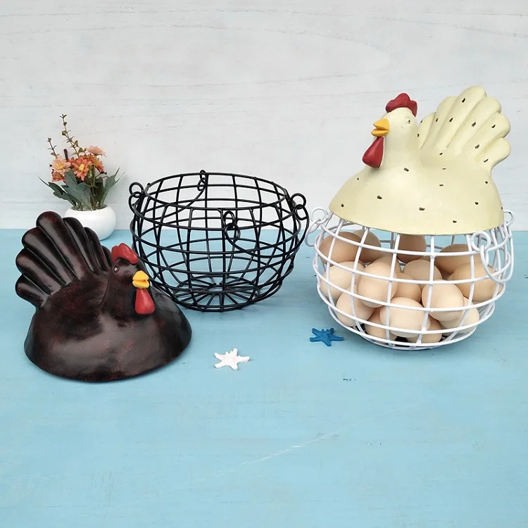 Американская железная корзина для хранения яиц, корзина для закусок, фруктов, креативная коллекция, керамические украшения для курицы, кухонные аксессуары