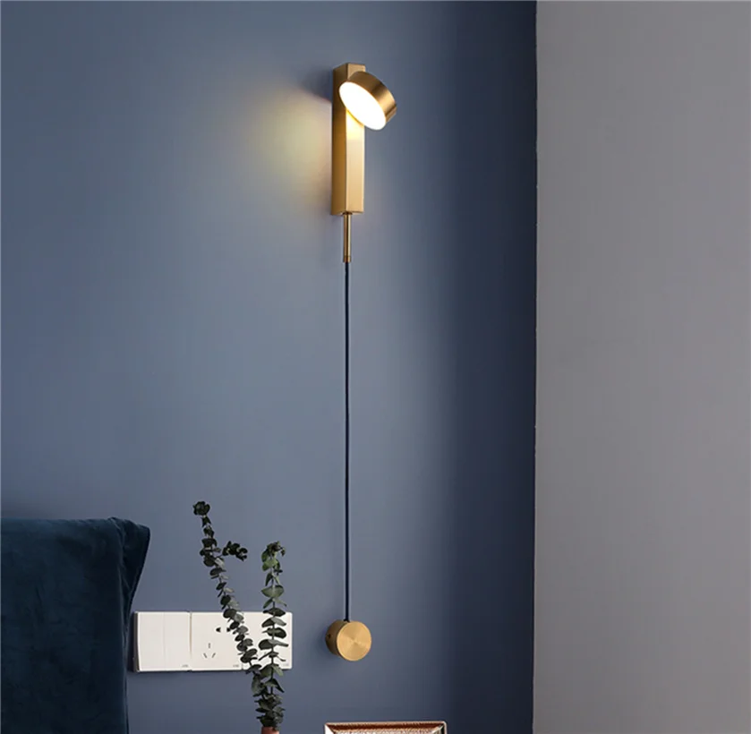 Postmodern Designer T Style Wall Light Dimmable Switch Wall Lamp Living Room Decoration Bedroom Bedside Sconce Light Fixtures
