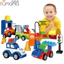 Modelo de Carro Blocos de Construção de Tráfego Tumama Carros Criativos Variedade de Tijolos Crianças Brinquedos Presentes Do Bebê Grande Tamanho Compatível Legoings Duplo