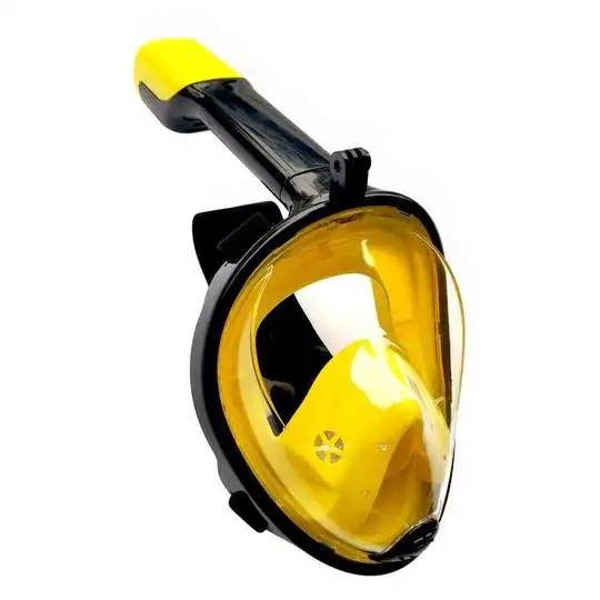Двойная воздухопроницаемая трубка подводная противотуманная маска для подводного плавания, ныряния с дыхательной трубкой широкая область обзора плавательный регулируемый ремешок маска для подводного плавания - Color: Yellow