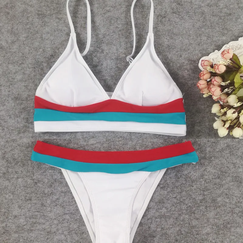 

Women Triangle Bikini 2019 Summer Solid Color Push Up Swimwear Bikini Set Padded Bra Bathing Suit Swimsuit Lot