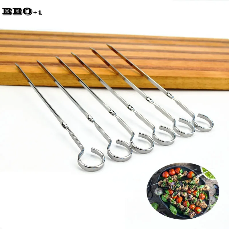 BBQ Skewer Meatal Flat Barbecue Sticks 304 Stainless steel BBQ Kebab