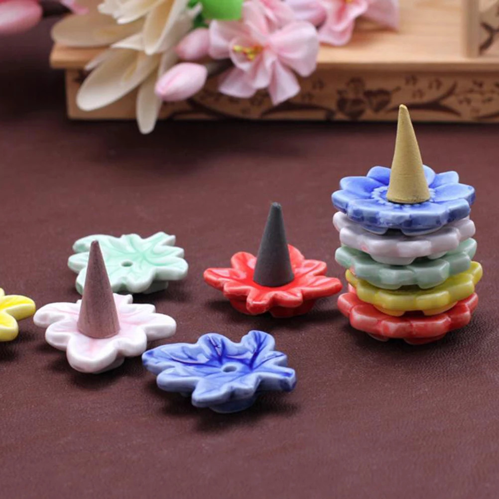 1pc Flower Ceramics Incense Burner Holder Joss Stick Incense Censer Household Aroma Sticks Disc Aromatherapy Decoration