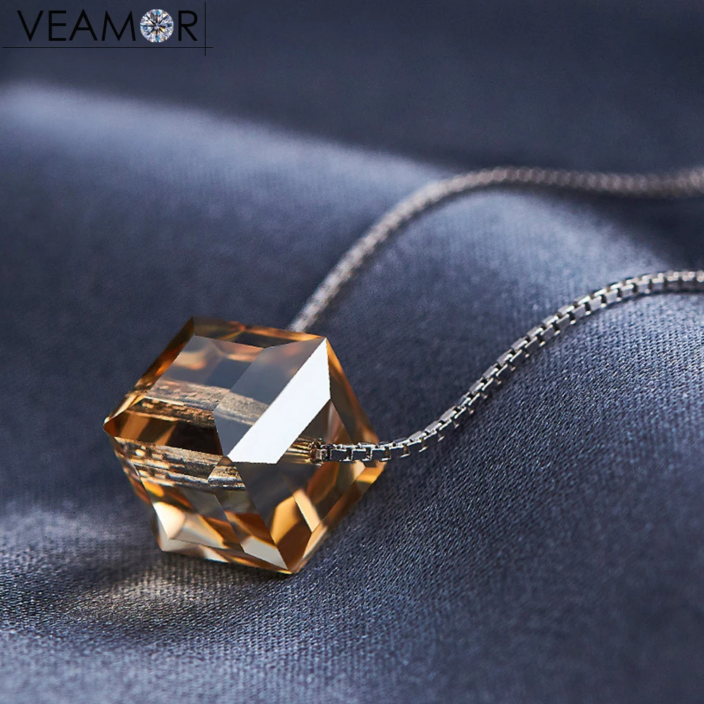 Fashion Women Jewelry 925 Sterling Argent Autrichien Cristal Collier Pendentif 17/"