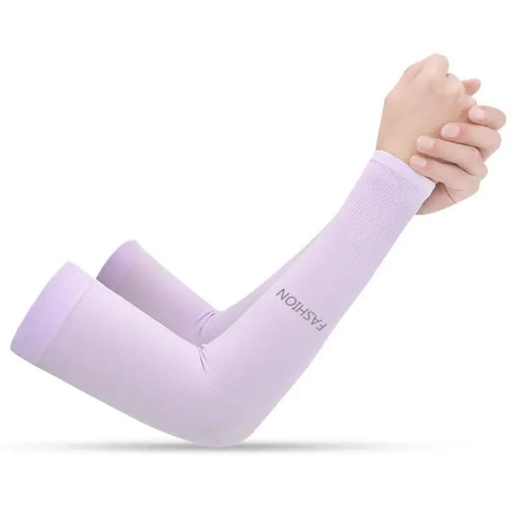 purple 1 1 пара УФ Защита Длинные рукава теплые унисекс лед для охлаждения шелковые рукава Эластичный велосипедный перчатки для бега - Цвет: purple 1