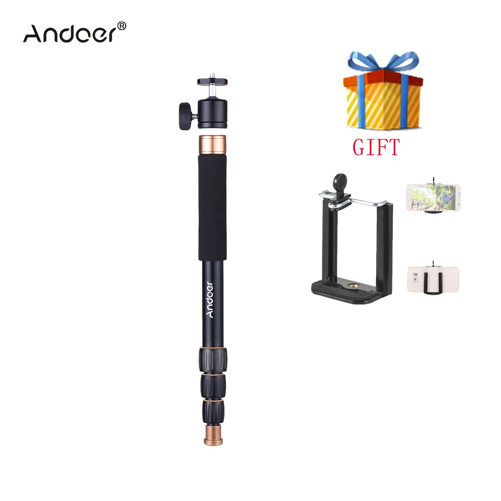 

Andoer Q148B Portable 3 in 1 Self-portrait Monopod Phone Selfie Stick Telescopic Twist-Locking System for DSLR Cam iPhone Gopro