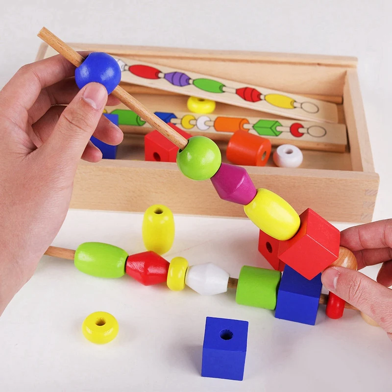 Игрушка-пазл для раннего развития, бисерная коробка, Детская обучающая деревянная игрушка с бисером