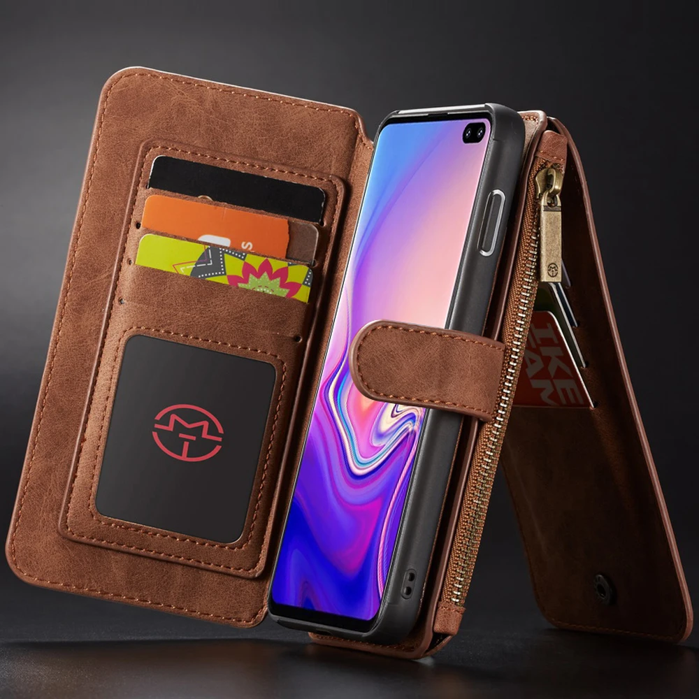 Чехол Кошелек на молнии с откидной крышкой для телефона Samsung Galaxy S8 S9 S10 Plus S10e
