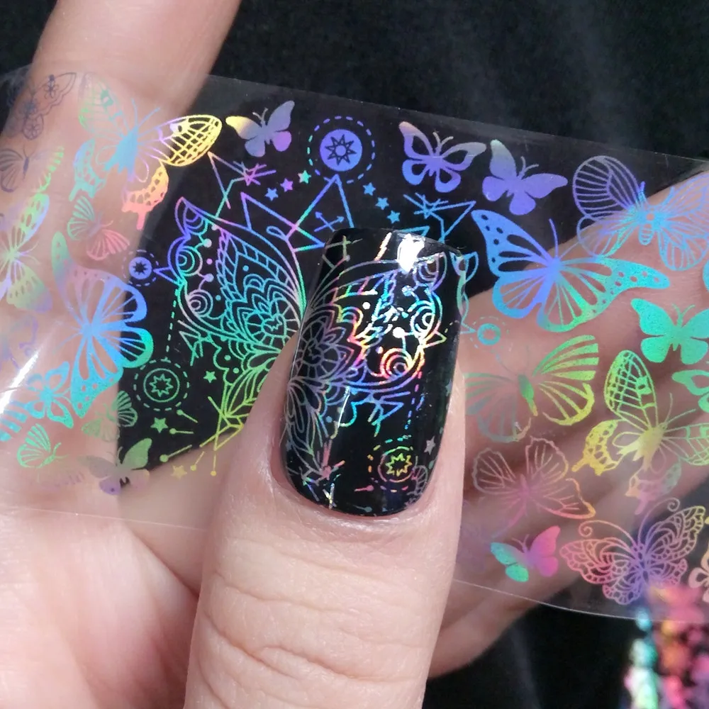 

100cm Clear Laser Transfer Sticker Holographic Nail Foil Big Butterfly Christmas Nail Accessories Decal DIY Tool