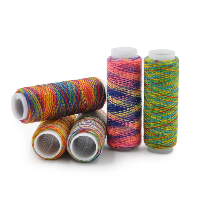 

5pcs/lot Colorful rainbow sewing thread Multi-Colors Polyester Embroidery Thread for sewing machine Handmade quilting tool