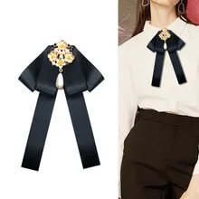 Новая мода, Женский Корт, ретро галстук-бабочка, барокко, античный жемчужный тканевая брошь, Женская булавка, рубашка, воротник, цветок