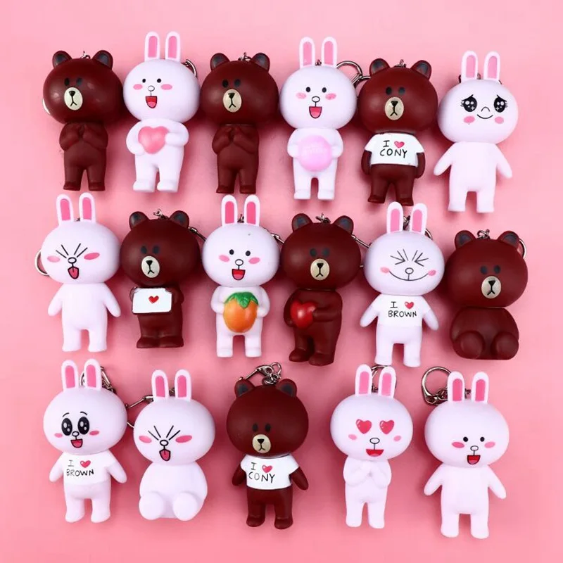 

Cartoon Anime Cute Brown Bear Keychain Little Bear Pendant Key Chain For Women Men Pendant Couples Keyring Jewelry Porte Clef