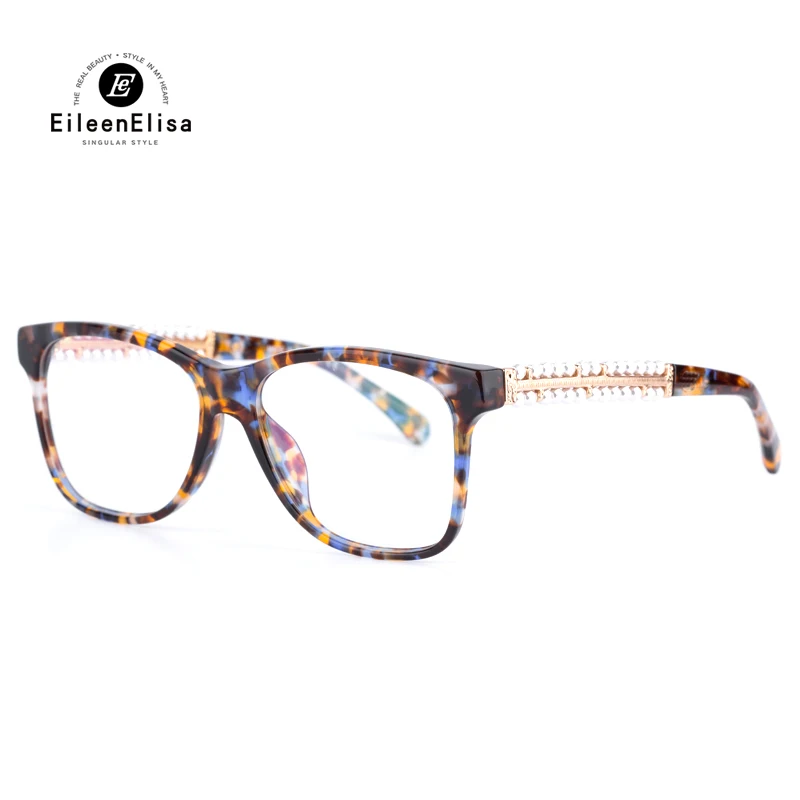 

2018 EE Brand Design Women Square Eyewear Frames Prescription Optical Glasses Frame Diamond Acetate Glasses for Womens