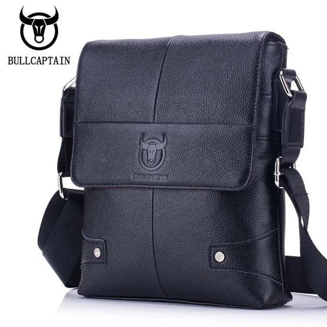 

BULLCAPTAIN Genuine Leather Men's Shoulder Bag Crossbody Small Men's Business Bag Messenger Bag L